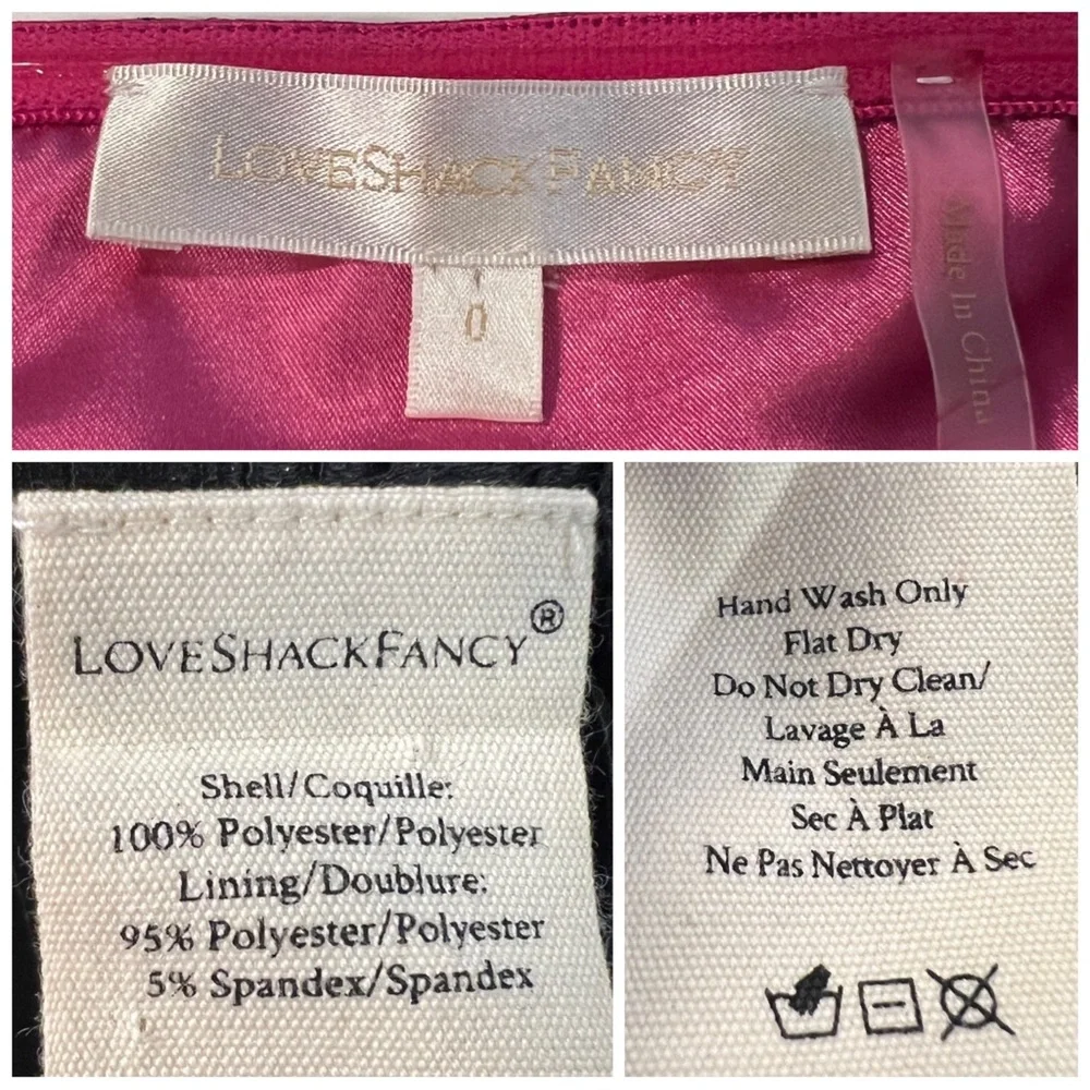•LOVESHACKFANCY• Thompson Rose Appliqué Metallic Minidress in Fuchsia‎ Size 0 - Picture 11 of 15
